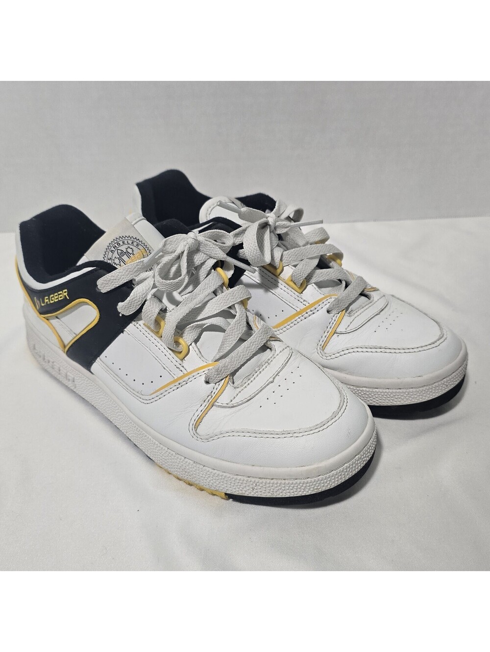 LA Gear x Skechers Slammer Womens Low Sneakers Shoes Yellow White Womens  US 8